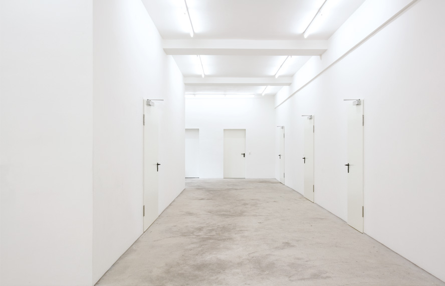 Realspiegelung - Zwei Scheintüren - Holz und Lack mit Türbeschlägen